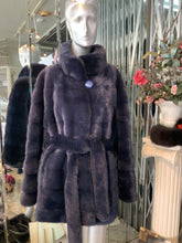 Load image into Gallery viewer, Stunning Dyed Blue MINK Fur Stroller Coat with Belt