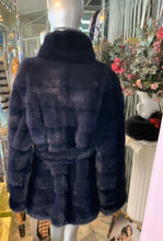 Load image into Gallery viewer, Stunning Dyed Blue MINK Fur Stroller Coat with Belt