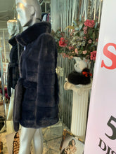 Load image into Gallery viewer, Stunning Dyed Blue MINK Fur Stroller Coat with Belt