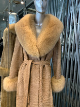 Load image into Gallery viewer, Swakara Fur Long Coat Fox Fur Collar Cuffs