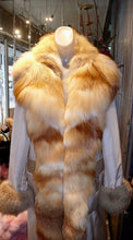 Load image into Gallery viewer, DESIGNER Raincoat with GOLDEN ISLAND Fox Fur Scalloped Tuxedo Collar and CUFFS