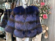 Load image into Gallery viewer, Royal Blue Silver Fox Fur Jacket Modern Youthful Very Stylish
