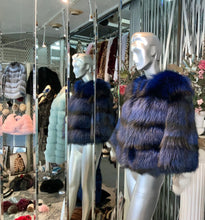 Load image into Gallery viewer, Royal Blue Silver Fox Fur Jacket Modern Youthful Very Stylish