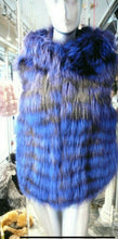 Load image into Gallery viewer, Rare and Gorgeous Shade Fox Fur Vest with Hood Royal Blue