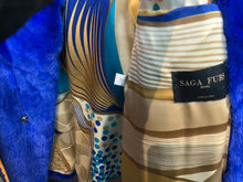 Load image into Gallery viewer, Stunning Neon Blue Mink Fur Modern Vest Cape Shoulder Line Hard to Find Shade