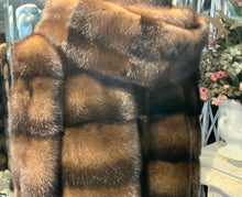 Load image into Gallery viewer, Mahogany Brown Honey Brown Two Tone Mink Fur Jacket with Hood