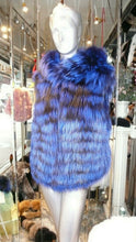 Load image into Gallery viewer, Rare and Gorgeous Shade Fox Fur Vest with Hood Royal Blue