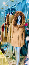 Load image into Gallery viewer, Genuine Sheepskin Short Coat with Tanuki Fur Trim Hood