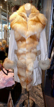 Load image into Gallery viewer, DESIGNER Raincoat with GOLDEN ISLAND Fox Fur Scalloped Tuxedo Collar and CUFFS