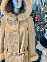 Load image into Gallery viewer, Genuine Shearling Fur Short Coat with Fox Fur Trim Hood ON SALE!