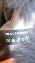 Load image into Gallery viewer, NEW SALE PRICE! Dark Grey Graphite CASHMERE CAPE with Matching Fox Trim & Detachable Hood New Spring Price!