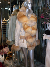 Load image into Gallery viewer, SIMONETTA RAVIZZA Stroller Coat with Golden Island Fox Fur Tuxedo Front Collar
