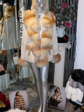 Load image into Gallery viewer, SIMONETTA RAVIZZA Stroller Coat with Golden Island Fox Fur Tuxedo Front Collar