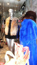 Load image into Gallery viewer, Black SWAKARA Fur Vest with Red Fox Fur Front Back Trim PREMIER FURS