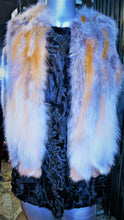 Load image into Gallery viewer, Black SWAKARA Fur Vest with Red Fox Fur Front Back Trim PREMIER FURS