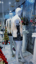 Load image into Gallery viewer, Black SWAKARA Fur Vest with Red Fox Fur Front Back Trim PREMIER FURS