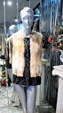 Load image into Gallery viewer, Black SWAKARA Fur Vest with Red Fox Fur Front Back Trim PREMIER FURS