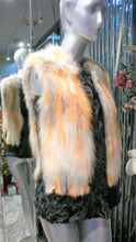 Load image into Gallery viewer, Black SWAKARA Fur Vest with Red Fox Fur Front Back Trim PREMIER FURS