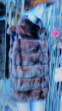 Load image into Gallery viewer, Mink Vest Fur Vest with Capped Shoulder Line Two Tone Dark Graphite Lavender Made in USA