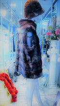 Load image into Gallery viewer, Mink Vest Fur Vest with Capped Shoulder Line Two Tone Dark Graphite Lavender Made in USA