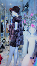 Load image into Gallery viewer, Mink Vest Fur Vest with Capped Shoulder Line Two Tone Dark Graphite Lavender Made in USA