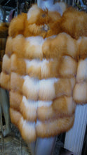 Load image into Gallery viewer, Natural RED FOX FUR Stroller Coat Horizontal Design Modern Youthful Warm