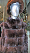 Load image into Gallery viewer, Mink Vest Fur Vest with Capped Shoulder Line Two Tone Dark Graphite Lavender Made in USA