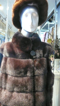 Load image into Gallery viewer, Mink Vest Fur Vest with Capped Shoulder Line Two Tone Dark Graphite Lavender Made in USA