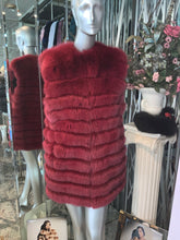 Load image into Gallery viewer, Fox Fur Vest in Burgundy Color Modern
