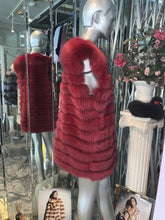 Load image into Gallery viewer, Fox Fur Vest in Burgundy Color Modern
