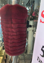 Load image into Gallery viewer, Fox Fur Vest in Burgundy Color Modern

