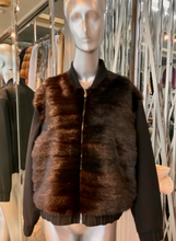 Load image into Gallery viewer, Bomber Jacket Mink Horizontal Front Zipper
