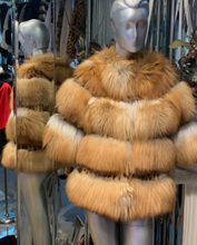Load image into Gallery viewer, Short Red Fox Fur Jacket Printed Fur
