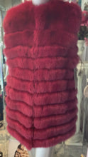 Load and play video in Gallery viewer, Fox Fur Vest in Burgundy Color Modern
