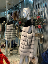 Load image into Gallery viewer, Sapphire Mink and Black Ranch Mink Fur Long Vest
