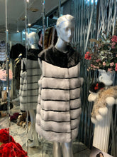 Load image into Gallery viewer, Sapphire Mink and Black Ranch Mink Fur Long Vest
