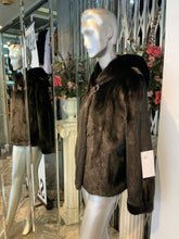 Load image into Gallery viewer, Classic Black Ranch Mink Fur Jacket with Double Fur Hood NEW SALE PRICE!
