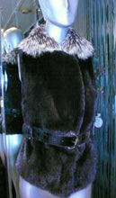 Load image into Gallery viewer, Stunning Black Ranch Mink Fur Vest with Silver Fox Fur Collar Notch Collar

