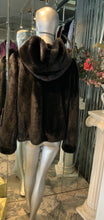 Load image into Gallery viewer, Classic Black Ranch Mink Fur Jacket with Double Fur Hood NEW SALE PRICE!

