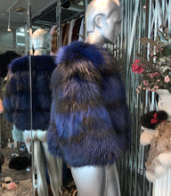 Load image into Gallery viewer, Royal Blue Silver Fox Fur Jacket Modern Youthful Very Stylish
