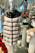 Load image into Gallery viewer, Sapphire Mink and Black Ranch Mink Fur Long Vest
