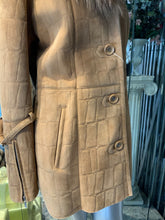 Load image into Gallery viewer, Genuine Sheepskin Short Coat with Tanuki Fur Trim Hood
