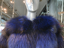 Load image into Gallery viewer, Royal Blue Silver Fox Fur Jacket Modern Youthful Very Stylish
