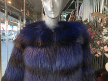 Load image into Gallery viewer, Royal Blue Silver Fox Fur Jacket Modern Youthful Very Stylish
