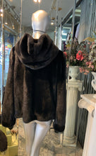 Load image into Gallery viewer, Classic Black Ranch Mink Fur Jacket with Double Fur Hood NEW SALE PRICE!
