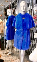 Load image into Gallery viewer, Stunning Neon Blue Mink Fur Modern Vest Cape Shoulder Line Hard to Find Shade
