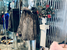 Load image into Gallery viewer, Dark Grey Graphite Mink Fur Cape with Hood Modern Warm Stylish
