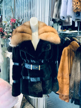 Load image into Gallery viewer, Sable Fur Notch Collar Ranch Mink and Leather Stroller
