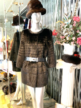 Load image into Gallery viewer, Ranch Mink Stroller with Leather Neckline &amp; Details
