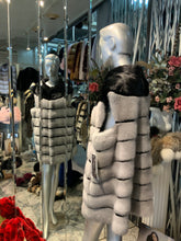 Load image into Gallery viewer, Sapphire Mink and Black Ranch Mink Fur Long Vest

